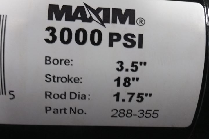 Maxim 288-355 3.5 In Bore Dia 18 In Stroke L Heavy Dty Welded Hydraulic Cylinder