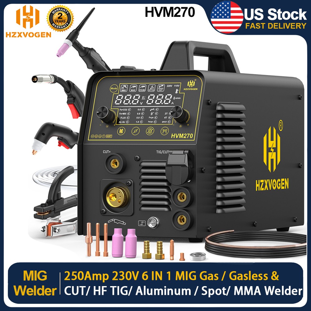 6 in1 MIG/CUT/TIG/MMA Welder 220V 250A Gas/Gasless Welding Machine Plasma Cutter