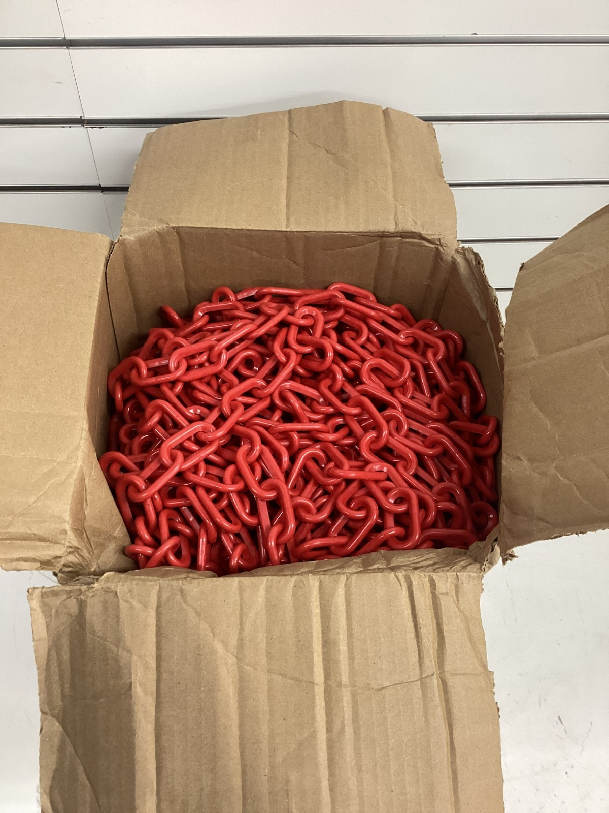 Plastic Chain 50005-300 300 ft Lg, Red, Polyethylene, 1.9 in Link Outside Lg