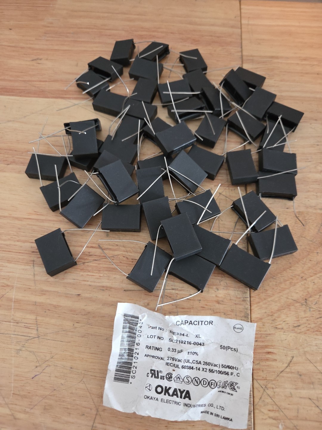 OKAYA-RE334- 275VAC, 0.33μF, 10% Tolerance Capacitor (50 Pcs)