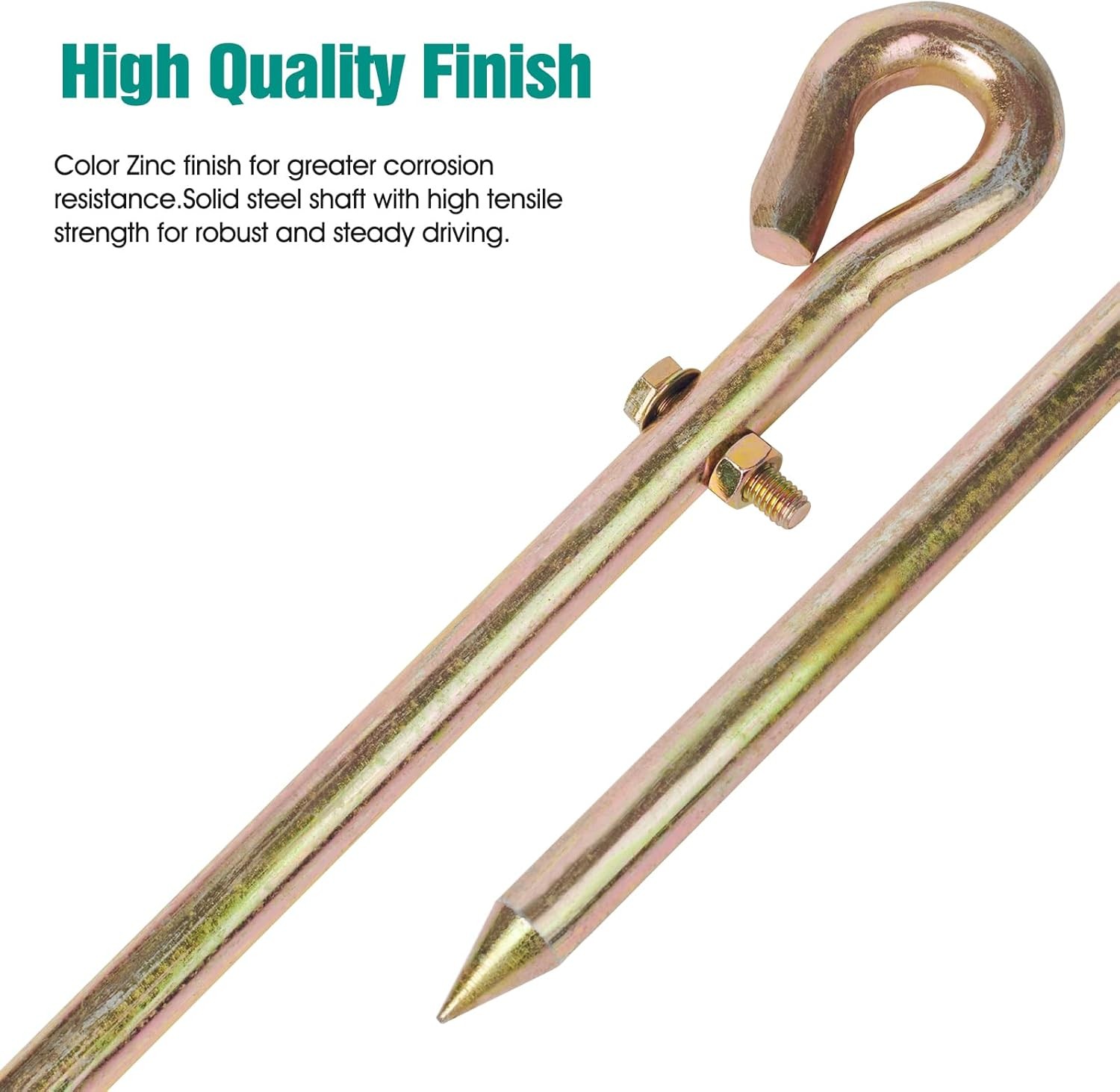 Portable Ground Rod with 4ft 12AWG UL Listed Grounding Wire with Crocodile Clip