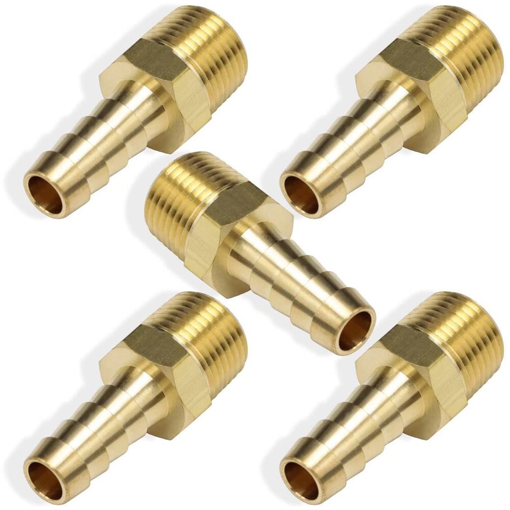 5X Brass 3/8In Hose Barb to 3/8In Male NPT Hose Fitting,Water Fuel Air Metals