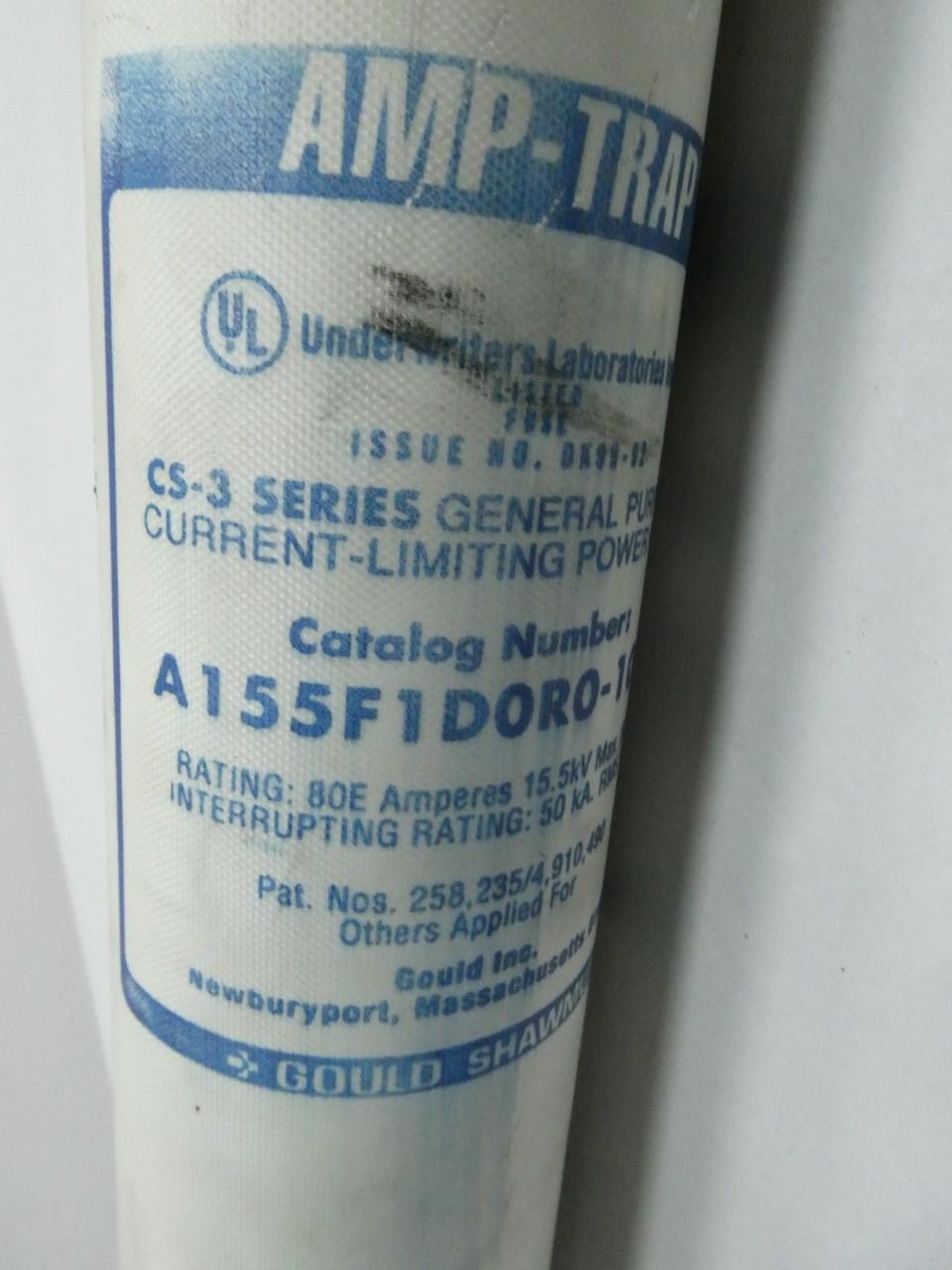 Gould Shawmut A155F1D0R0-100E Amp-trap Cs-3 Current-limiting Fuse 80e 15.5kv-ac
