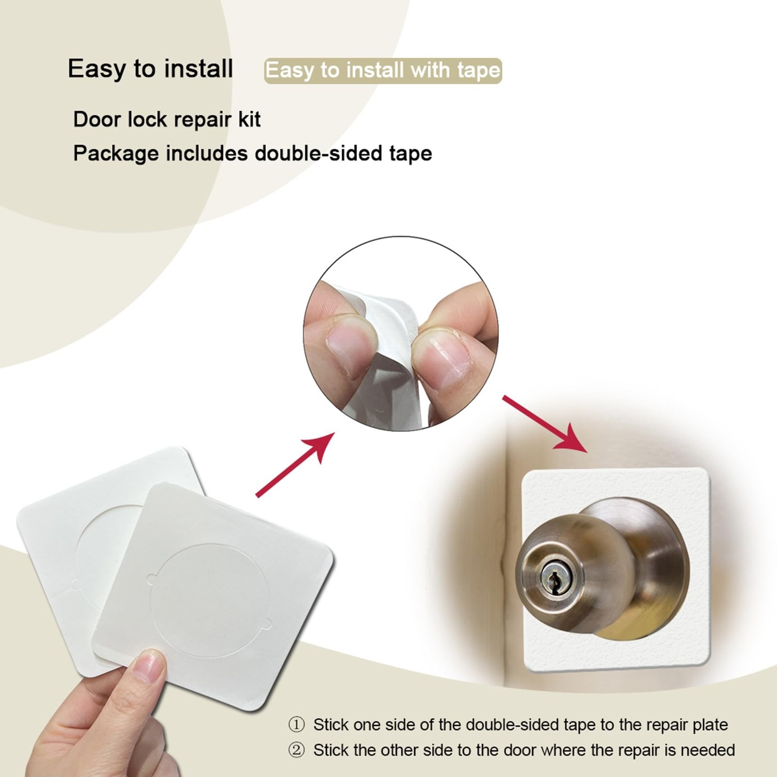 2 Pcs Square Door Knob Plate, Stainless Steel Door Reinforcement Plate, Scar …
