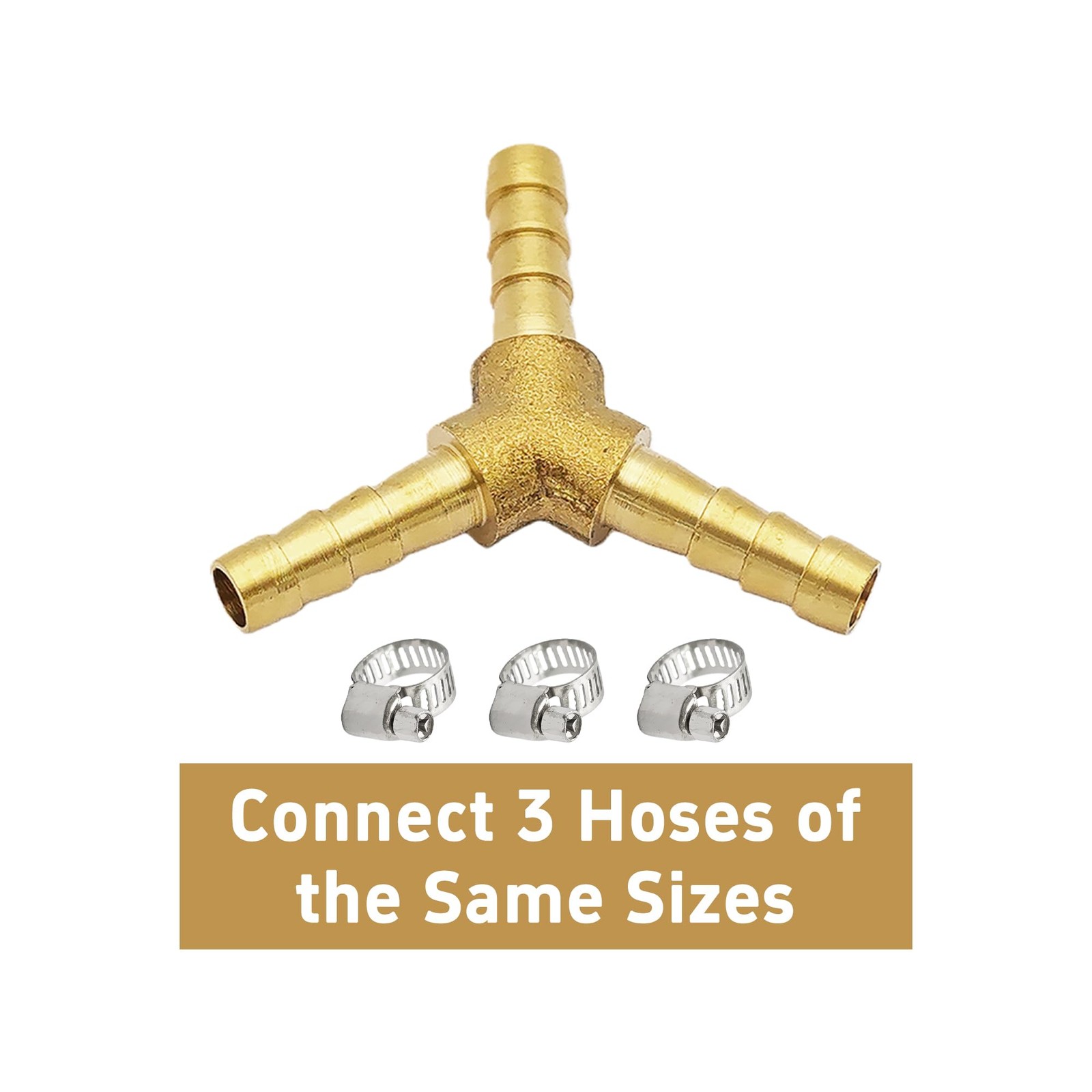 AUXBC 2Pcs 1/4Inch 3 Way Brass Hose Barb, Y Shape Brass Barb Connector Fittin…