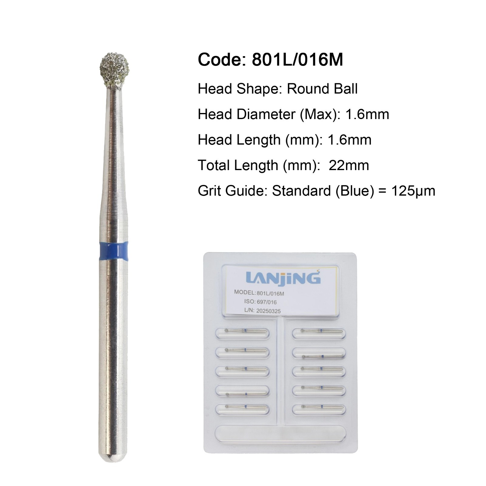 Dental Burs Diamond FG Round End Taper Football Surgical Long High Speed 856 850