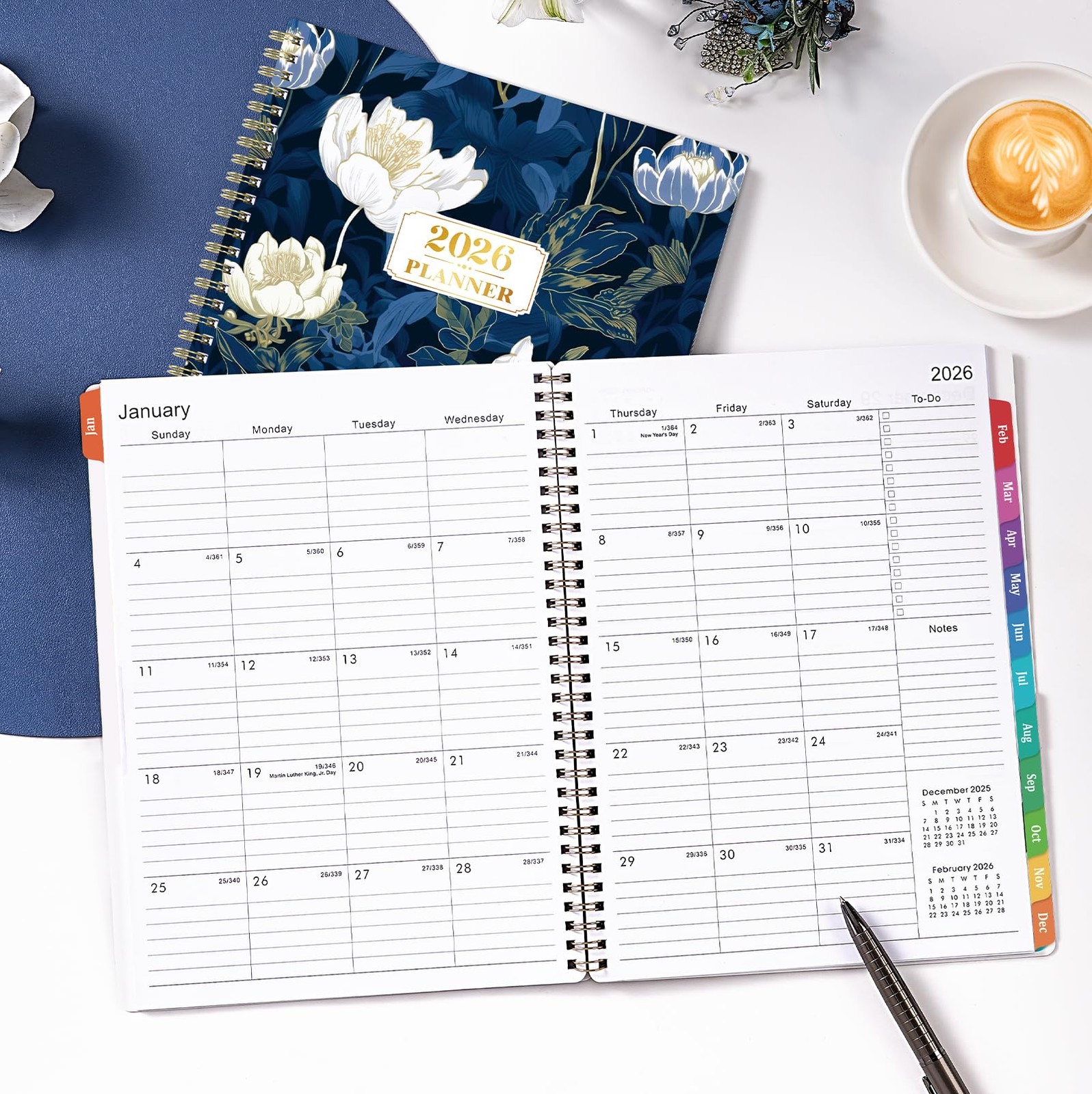 2026 Planner – Jan. 2026 – Dec. 2026, 8.5″ x 11″, x Blue