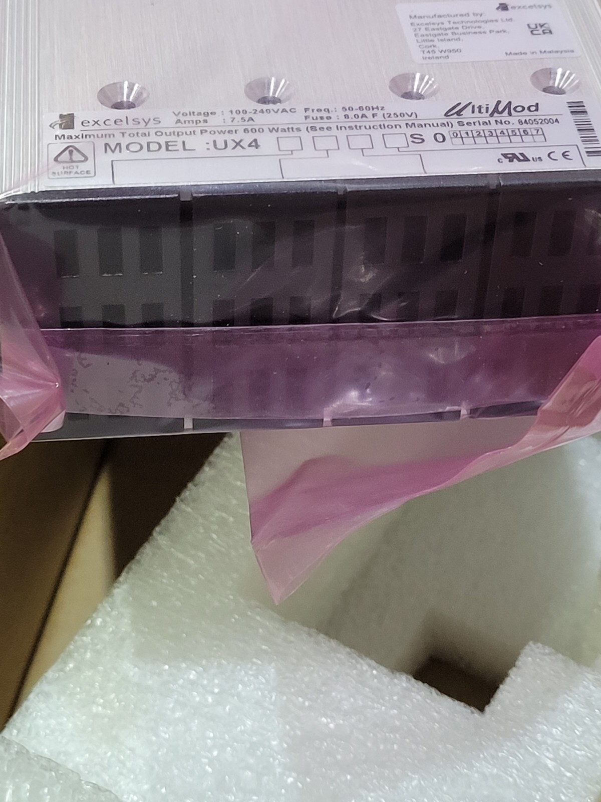 Excelsys 600 W 4 Slot AC DC Configurable Power Supply Chassis UltiMod UX4S0