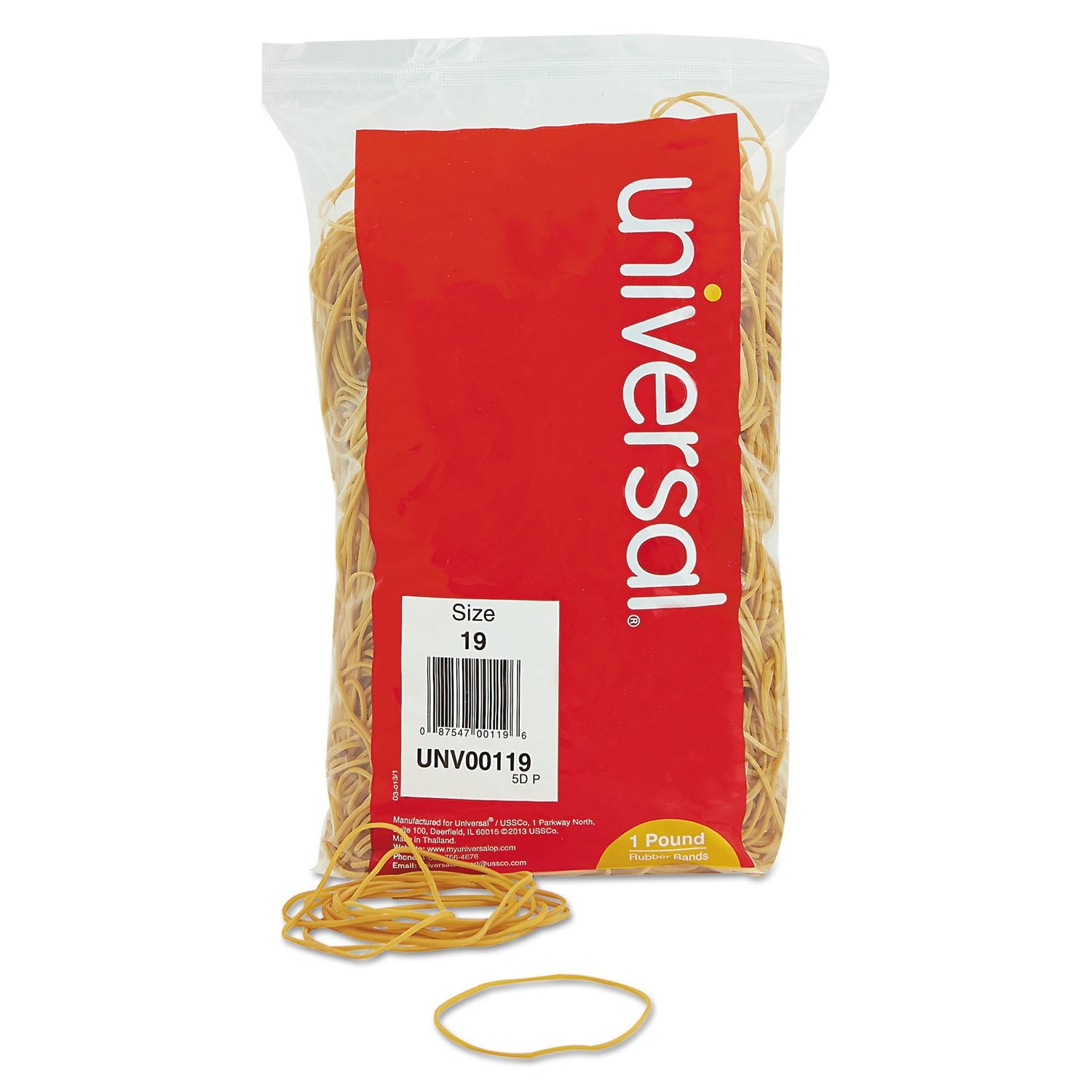 00119 Rubber Bands, Size 19, 3-1/2 x 1/16, 1lb Pack