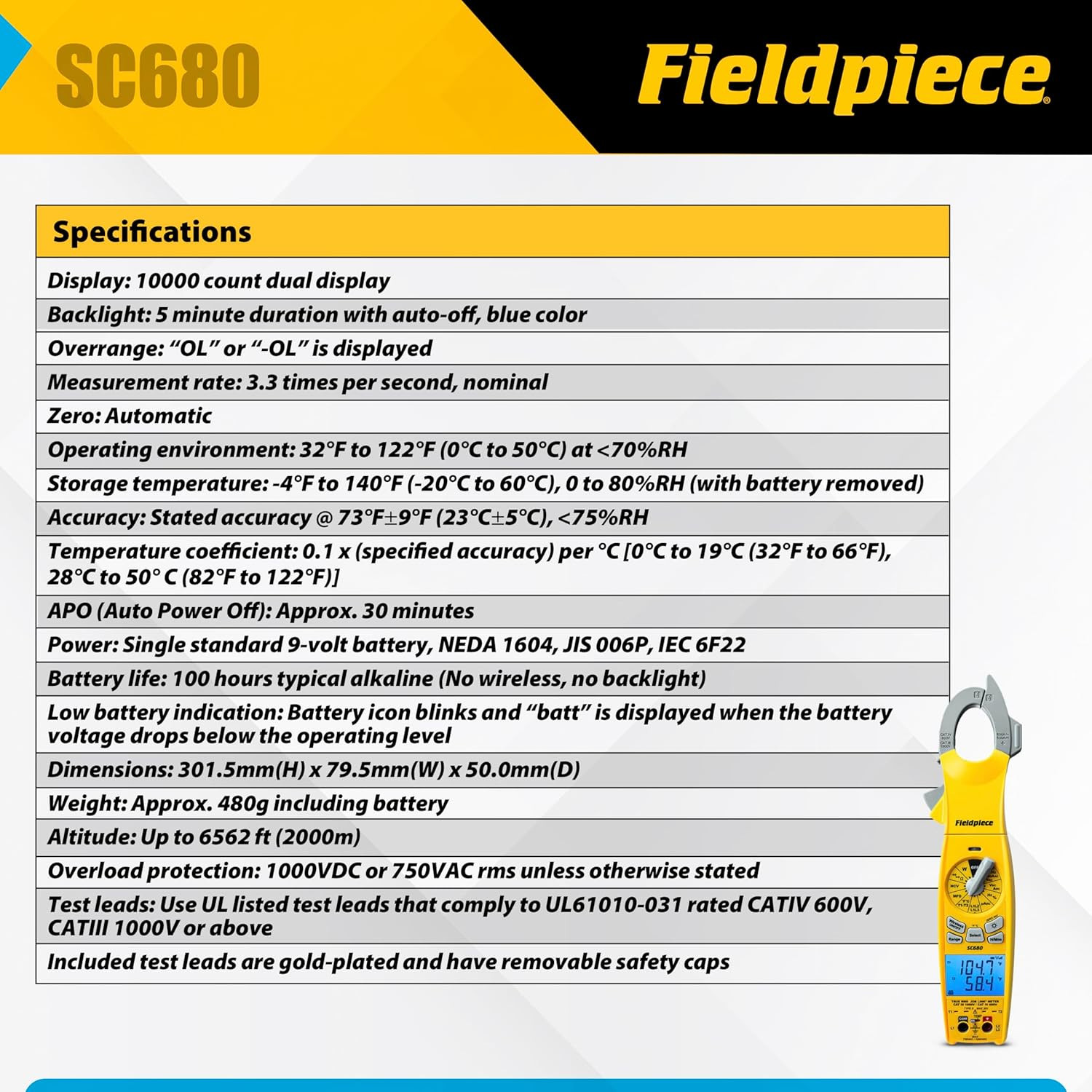 SC680 Wireless Clamp Meter – Dual Display HVACR Multitester for Professionals
