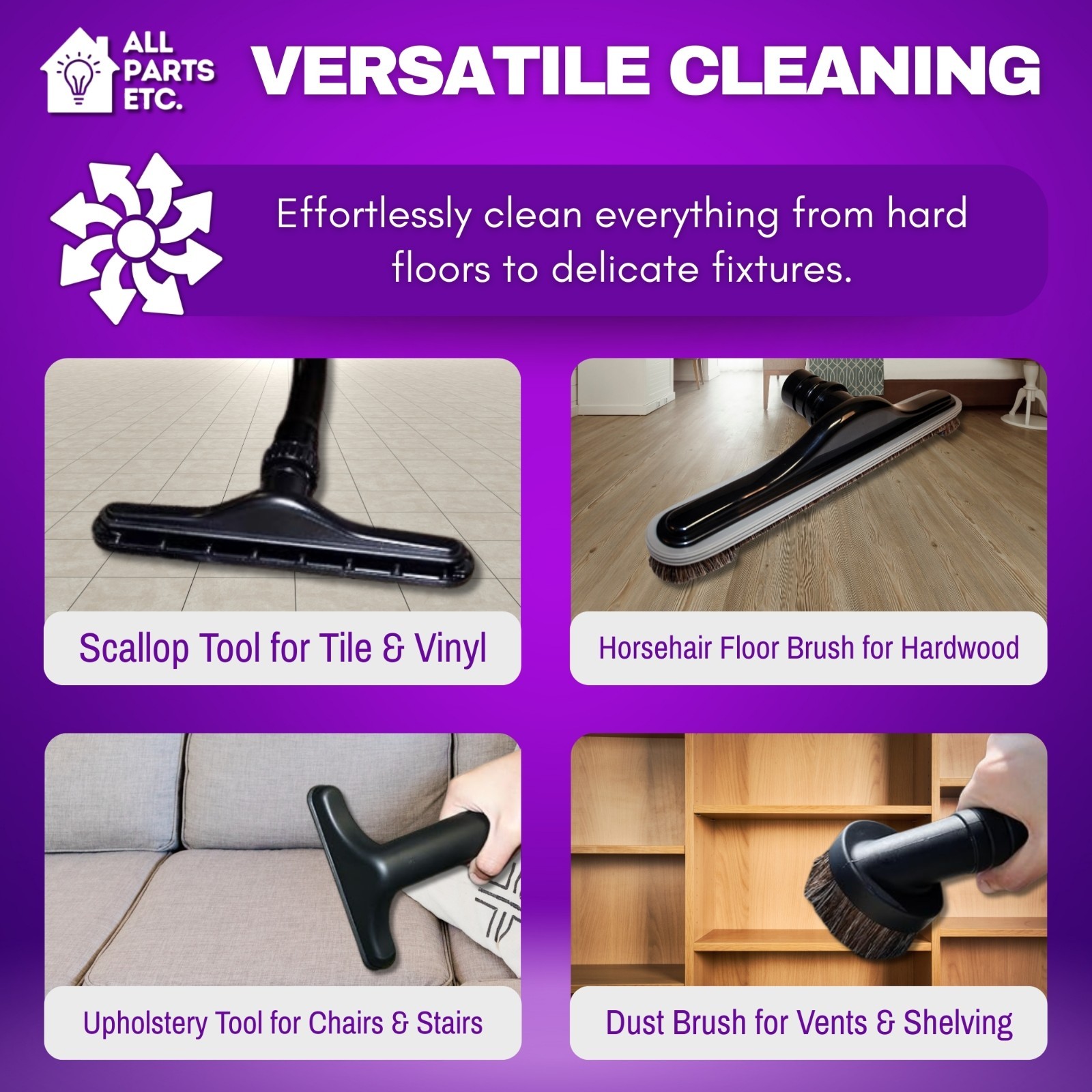 Commercial Backpack Vacuum Attachment Kit 1 1/2″ – for ProTeam and more