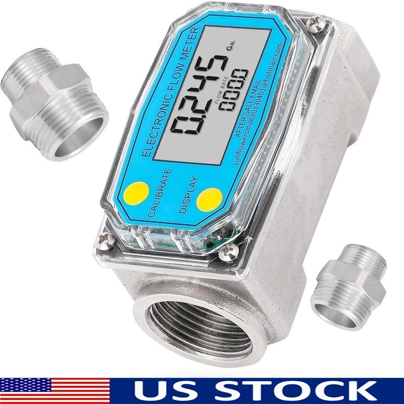 Water Flow Meter Gallons Liters Pints Quarts High Accuracy Multi-Display Durable