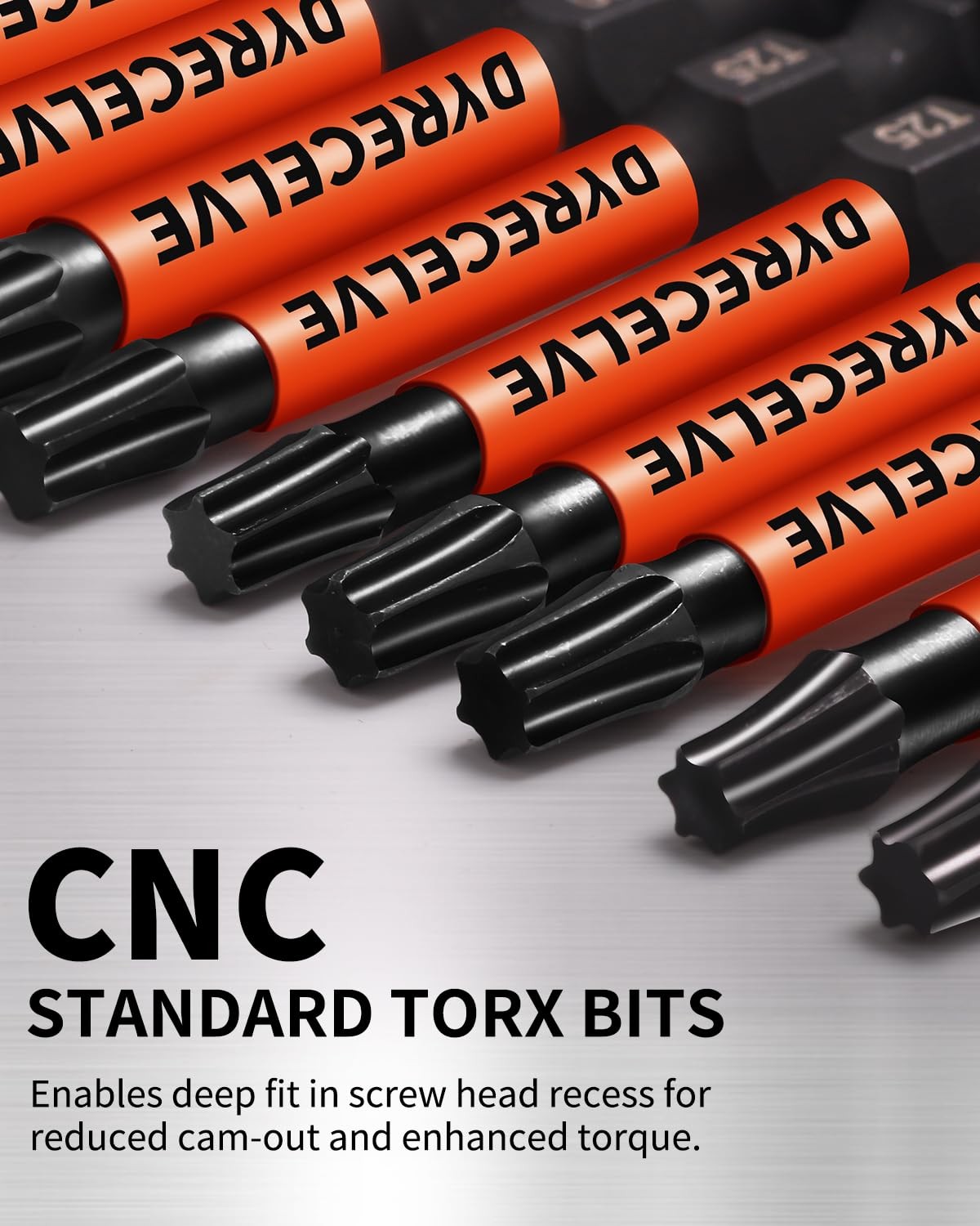 DYRECELVE Impact Torx Bit Set T15 T20 T25 T30 10 Pcs T15-T40 Bits, Black