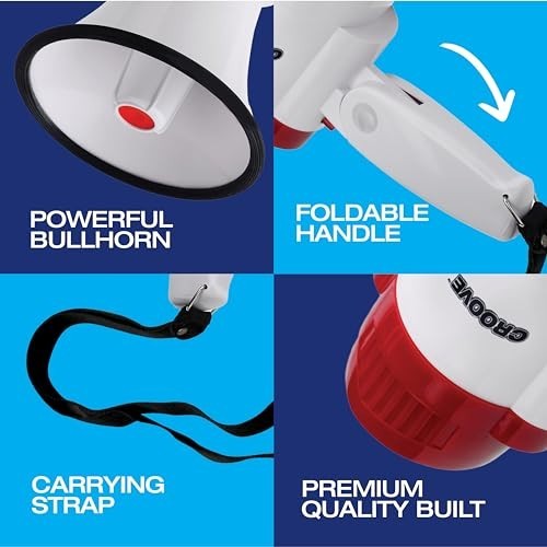 Portable Megaphone Bullhorn 1000 Yard Speaker Rechargeable 1800mAh USB-C Siren