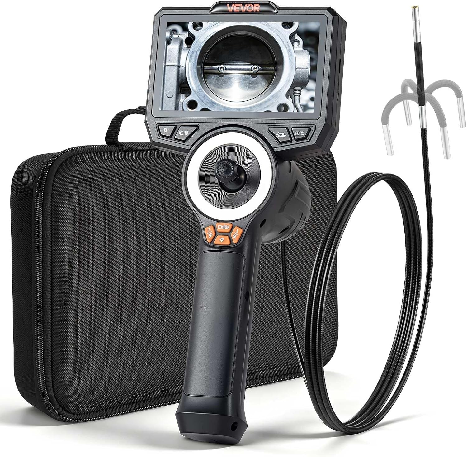 4.9FT 4-Way Articulating Endoscope with Light, 1080P HD Borescope Camera