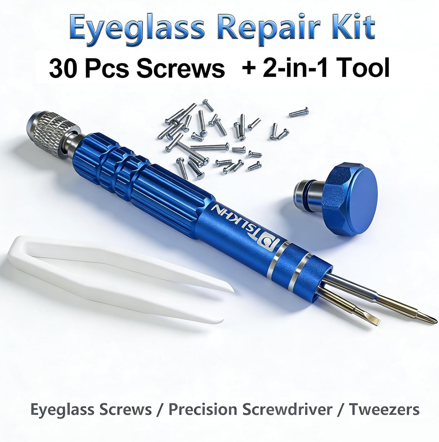 Eye Glass Repairing Kit, S2 Steel Screwdriver with 15 Types of Screws, Precision