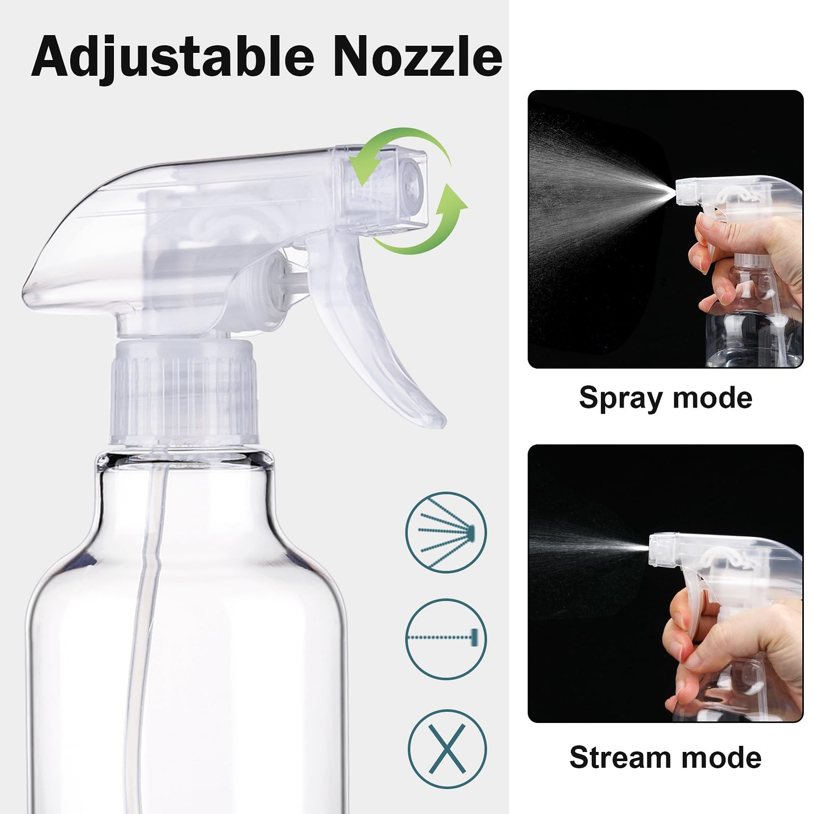 Hethyo Plastic Spray Bottles Empty Bottle 2.76″W x 8.93″H, Clear