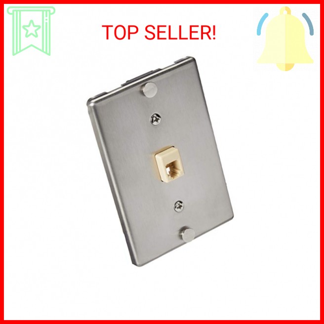 Leviton Telephone Wall Phone Wallplate Surface Mount Jack, 1 Modular 6P4C Jack,