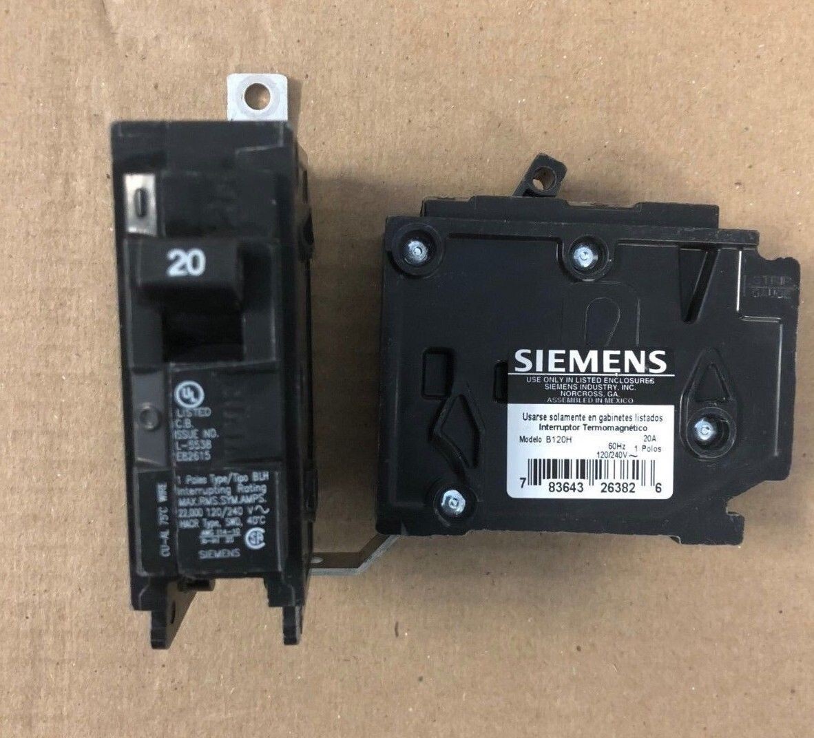 NEW LOT OF 2 ITE SIEMENS BL BLH B120H 1 POLE 20 AMP 120v CIRCUIT BREAKER