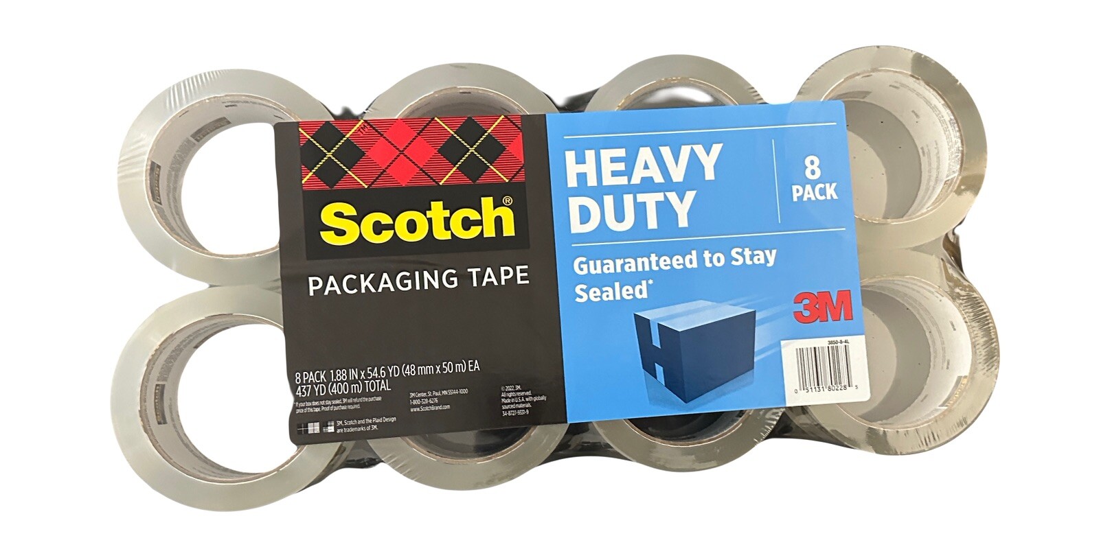 Scotch Shipping Packaging Tape 1.88 inch X 54.6 Yard Heavy Duty Tape – 8 PacK 