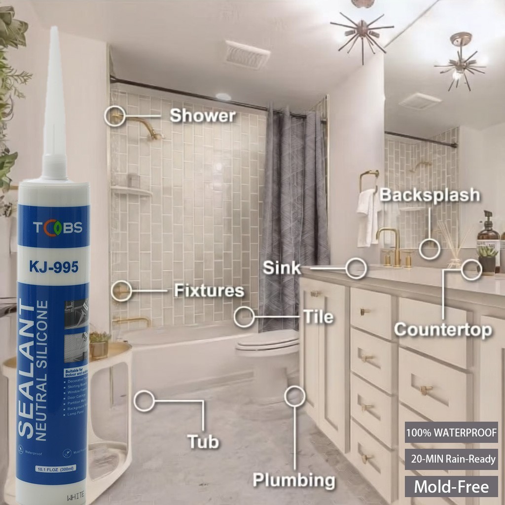 1pc KJ-995 Premium 100% Silicone Sealant – Anti-Mold Kitchen & Bath Caulk
