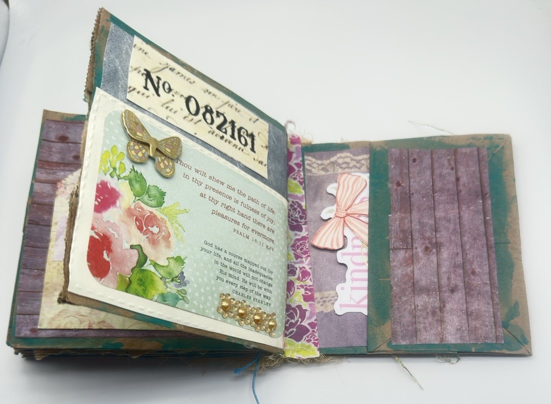 Hand Made Junk Journal 6×5 Thinking Of You Themed Medium Is Brown Paper Bags