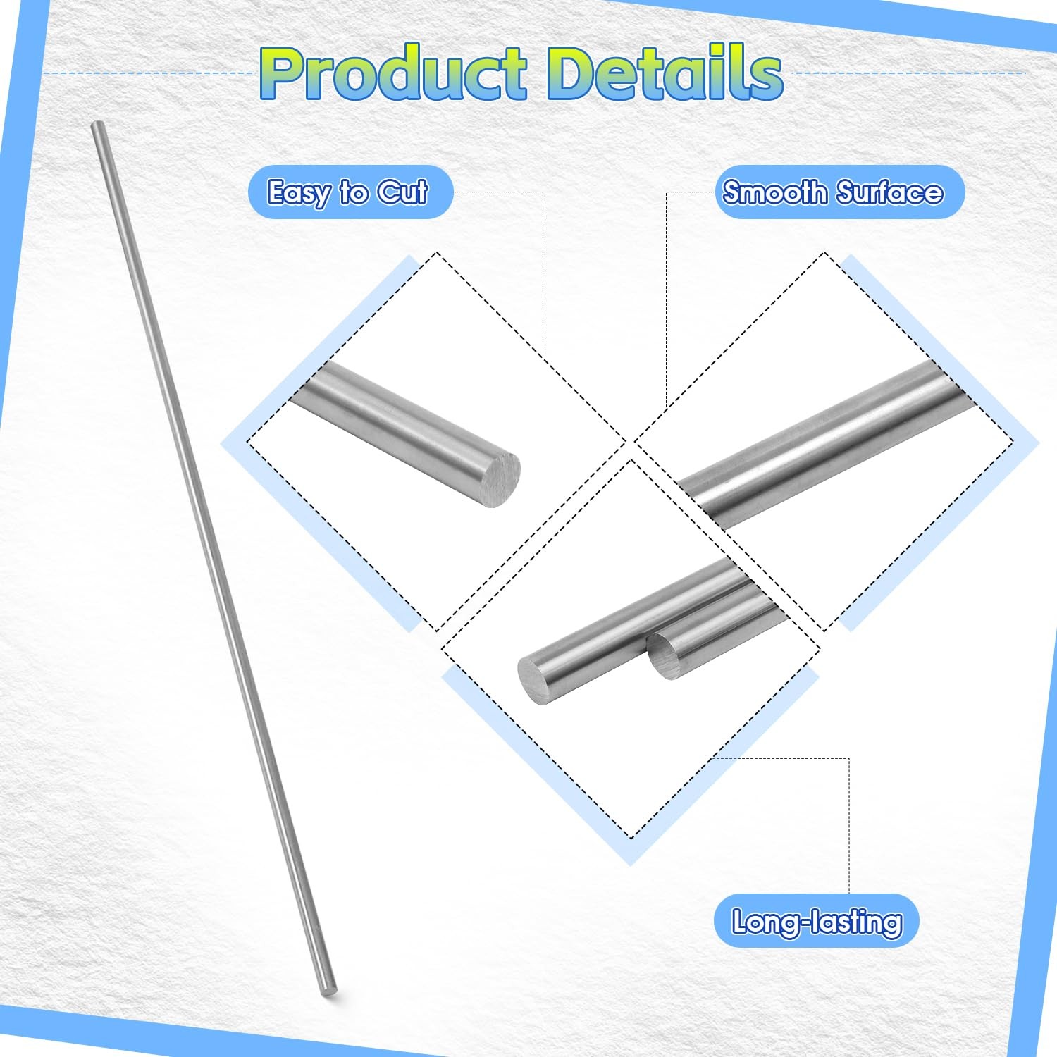 10 PCS 1/8 Inch 3mm x 7.8 Inch 200mm 316 Stainless Steel Round Solid Rod Craft