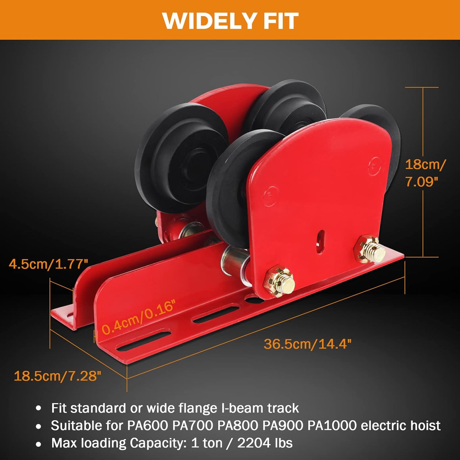 Electric Hoist Manual Trolley for 1.96-6.69 in I-Beam 1 Ton 2204 LBS for PA600 P