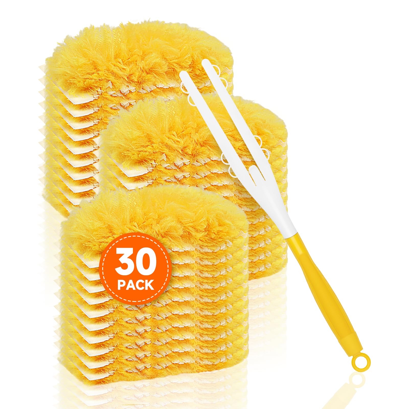 SetSail Heavy Duty Duster Refills for Swiffer with 1 Handle，30 Orange