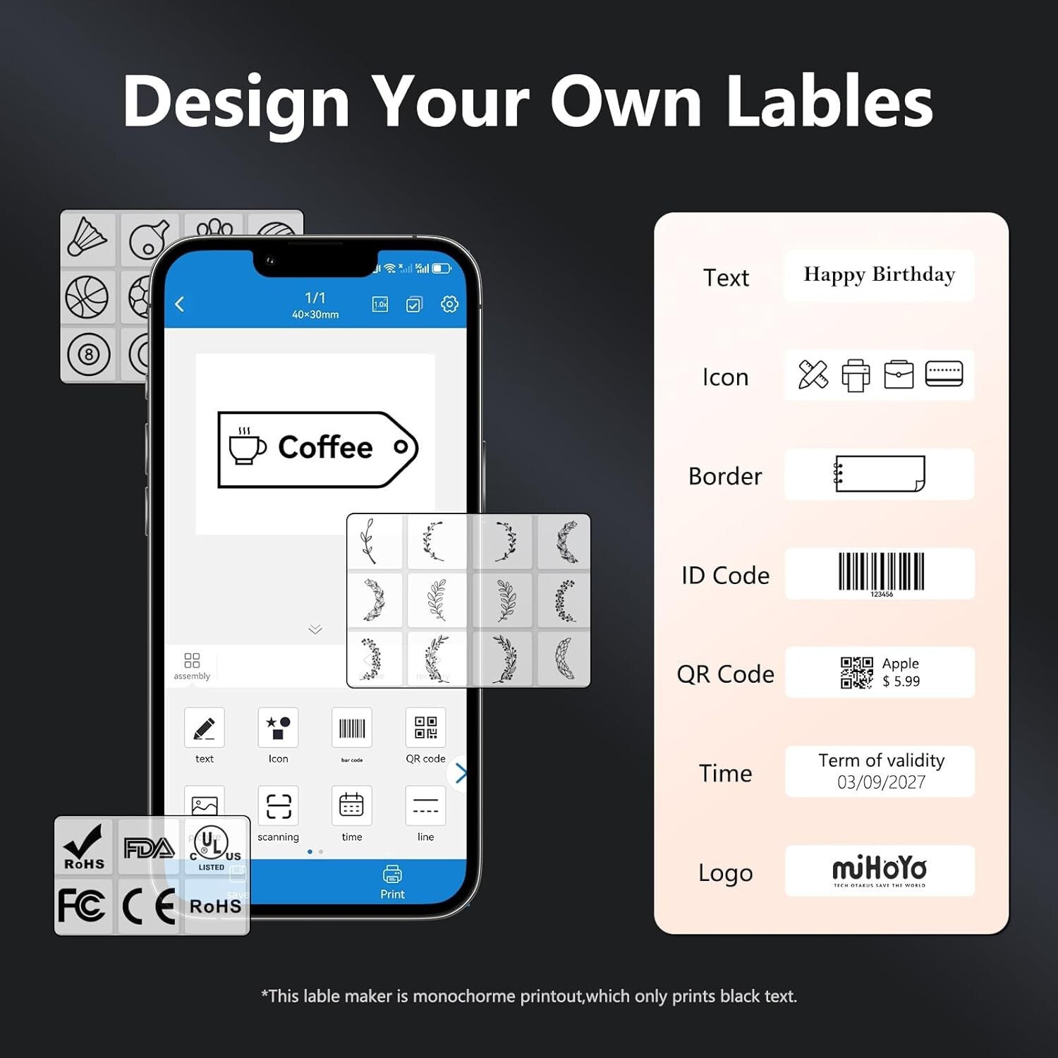 Wireless Mini Retro Label Maker Machine with Tape,Bluetooth Portable Thermal Sti