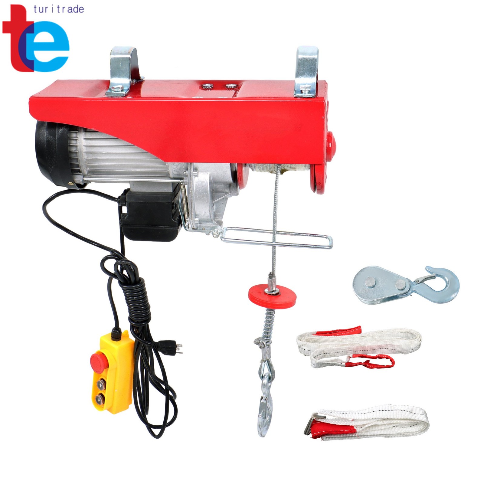 Crane Winch Mini Electric Hoist 2200lbs 14ft Wired Remote Control 1600W 110V