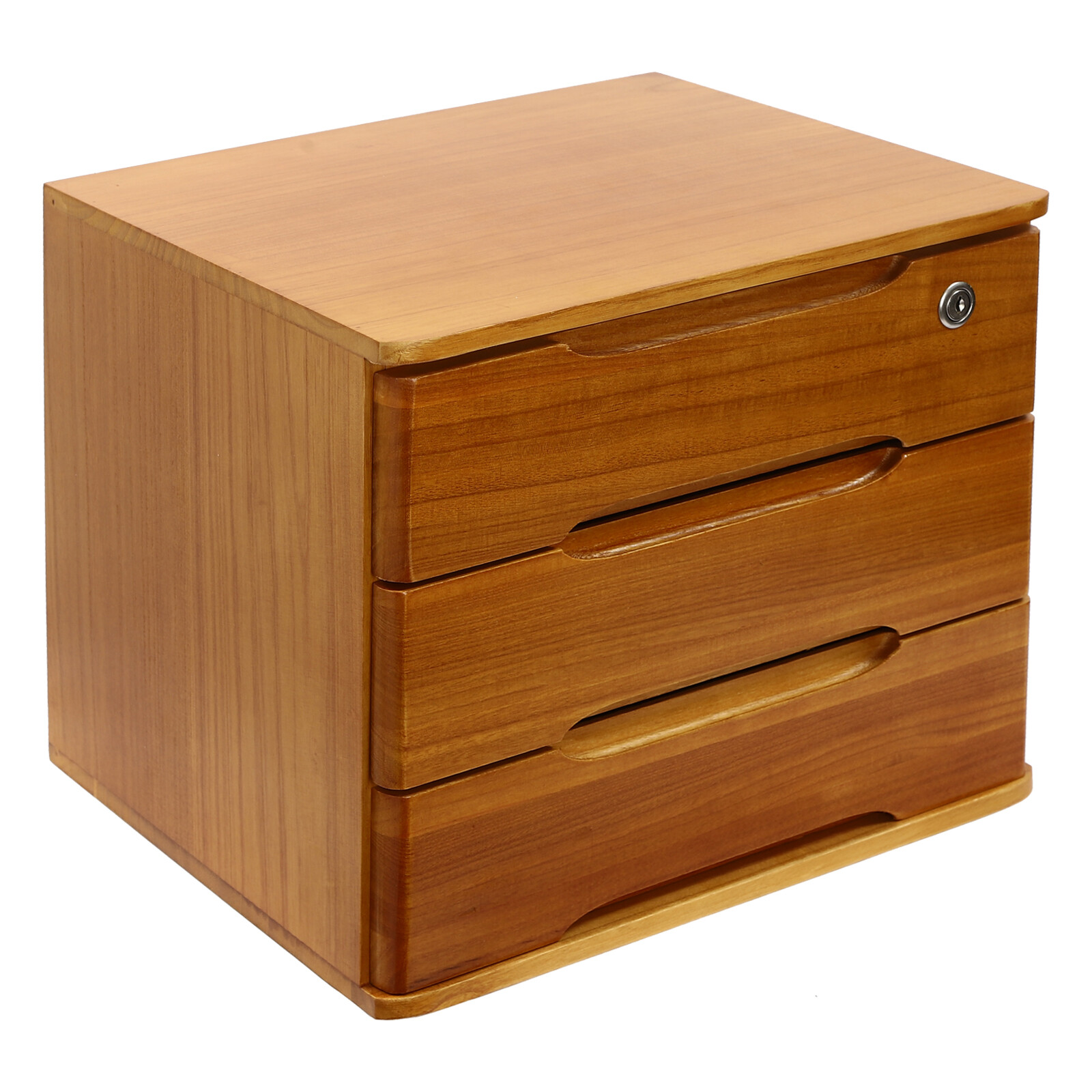 Wooden Desktop Storage Box 3-Tier Desk Organizer w/ Lockable Drawers 30kg max.