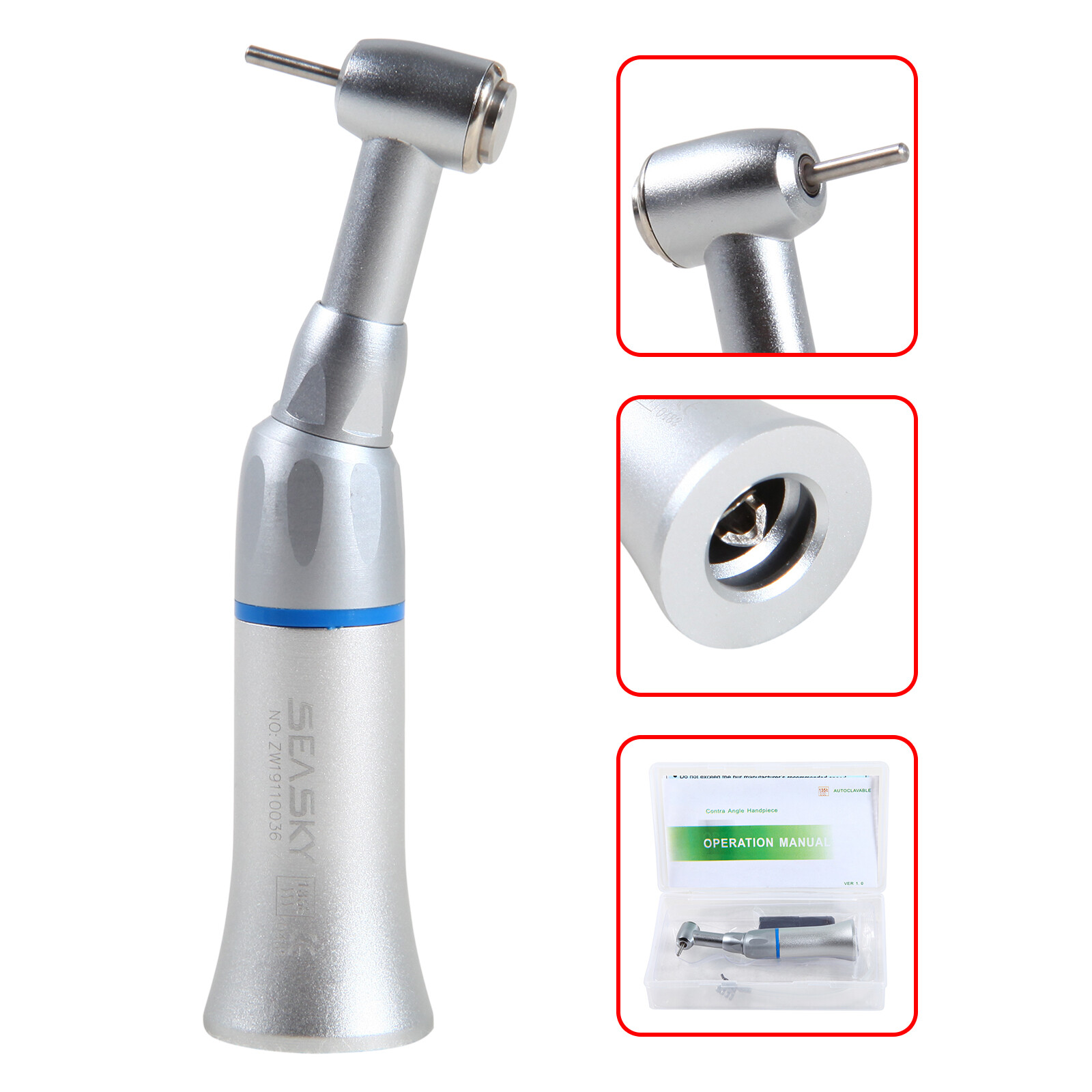 NSK Style Dental Low Speed Handpiece 1:1 Direct Drive Push Contra Angle 1.6mm