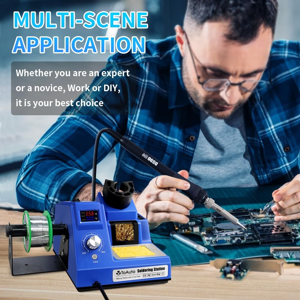 TOAUTO DS90 Soldering Station-°F & °C Dual Digital Display Soldering Iron Statio