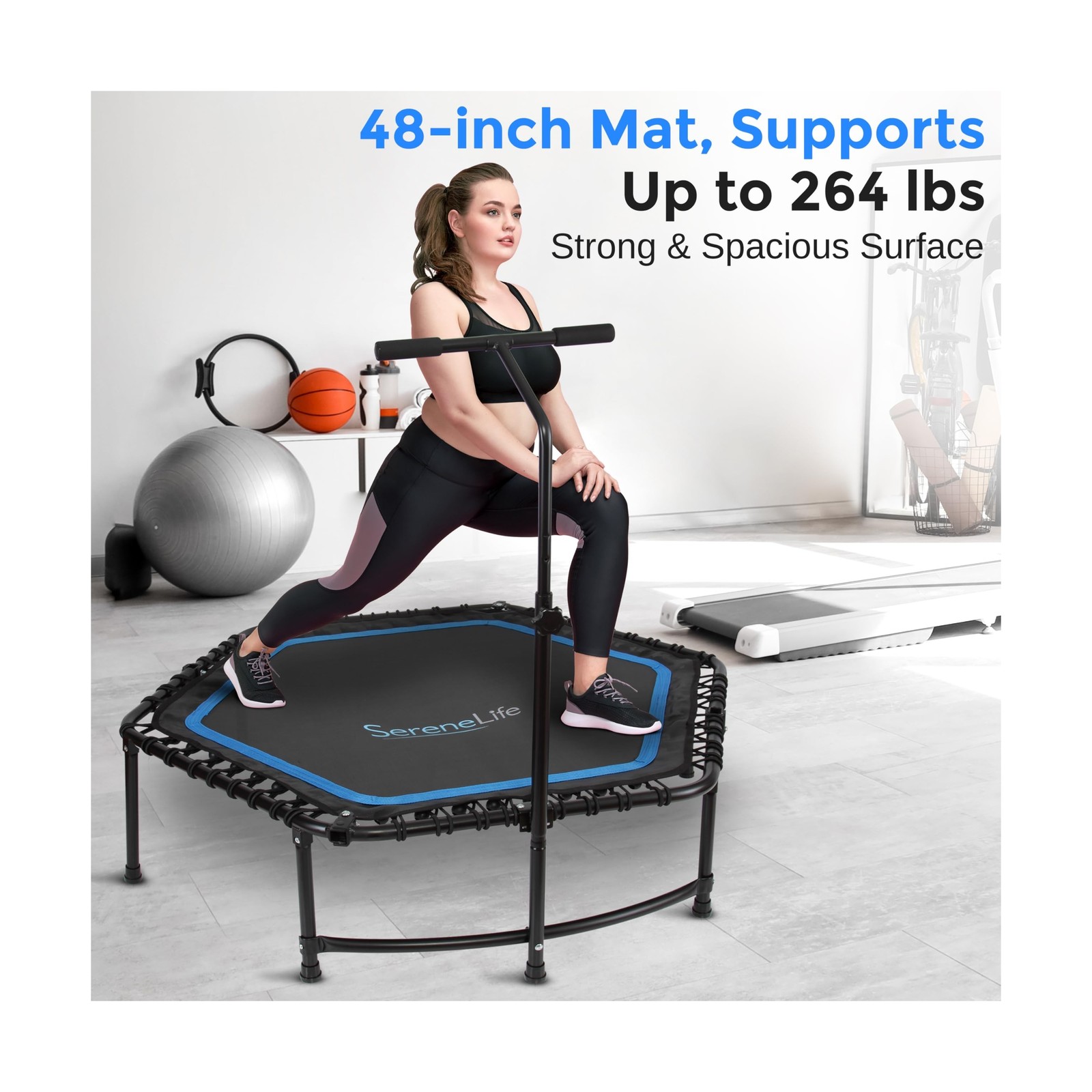 SereneLife 40″/50″ Mini Trampoline for Adults – 450/550LBS Fitness … Fast Ship