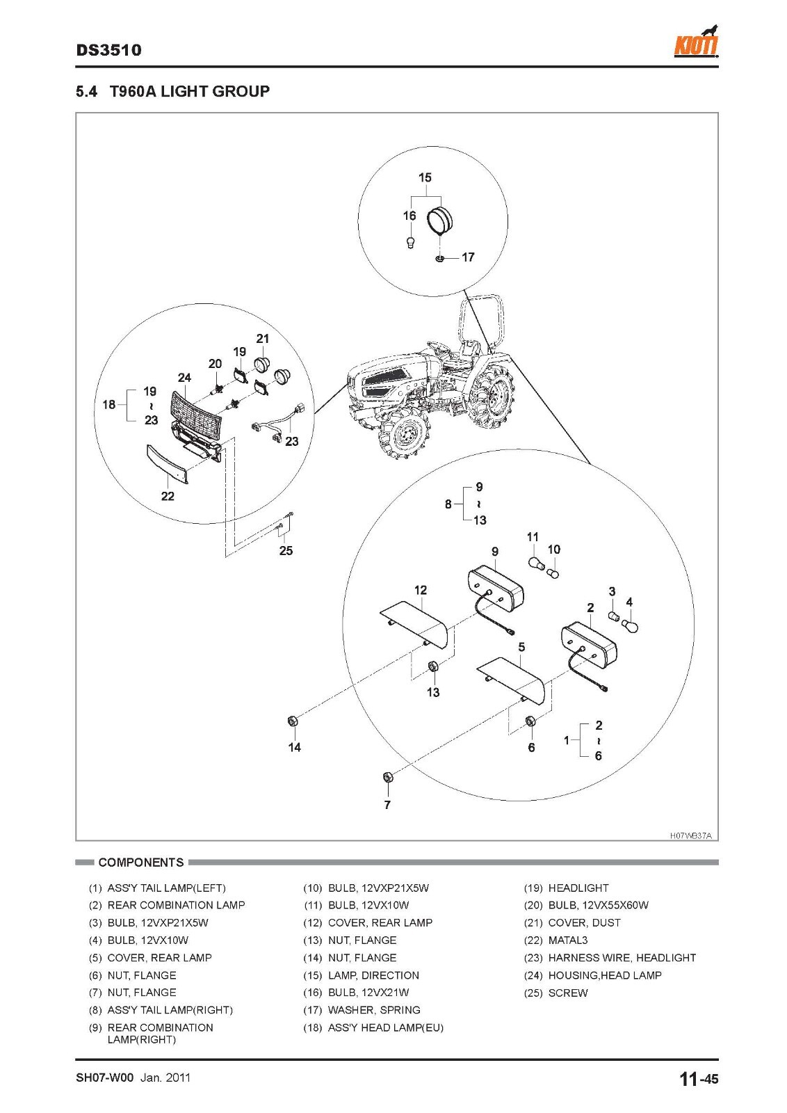 DS3510 Diesel Tractor Workshop Repair Manual Fits Kioti Daedong 3A165LWD