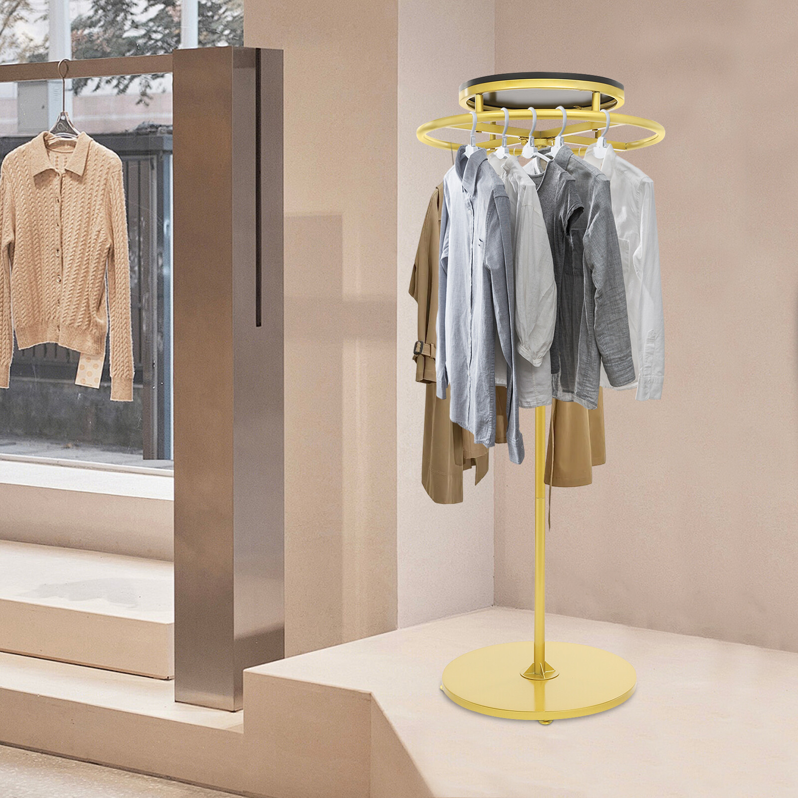 Floor Standing Clothes Hanging Rack Garment Display Round Clothing Rack Shop