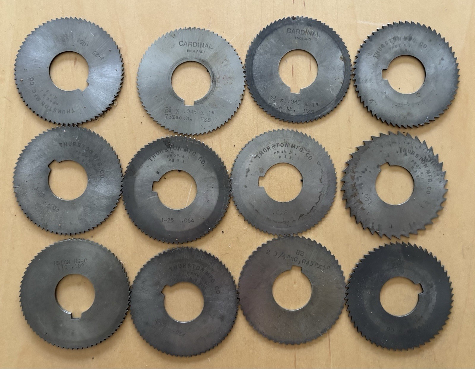 HSS Slitting Saw Blade Lot 12 Cardinal England Thurston Mfg USA Machinist Tools