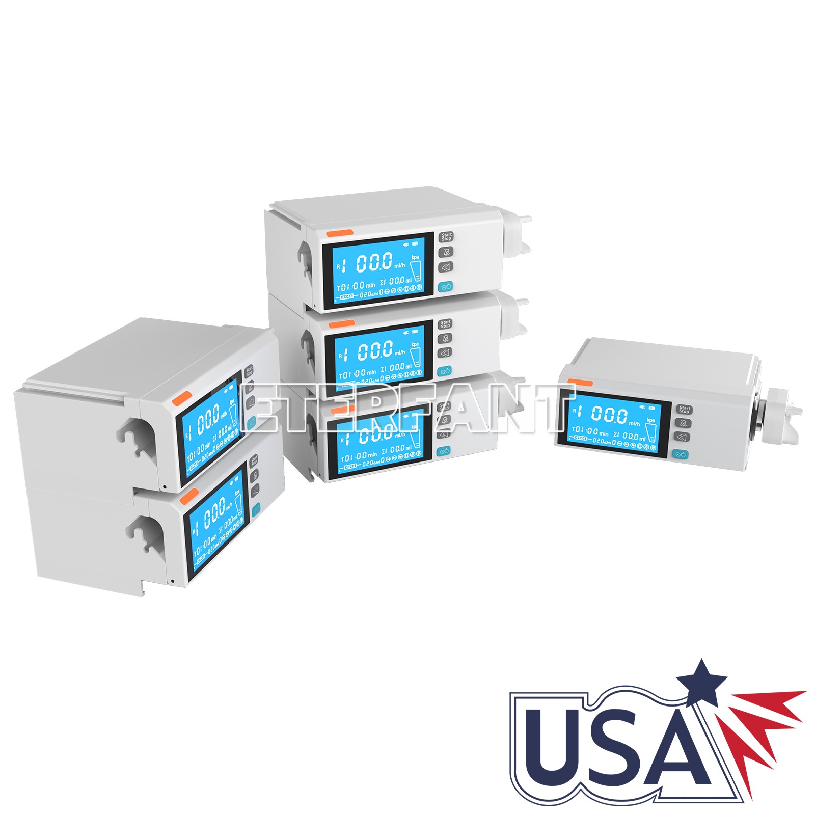 ETERFANT 4.3” Medical Lab Color Touch Screen Syringe Pump Stackable Design US