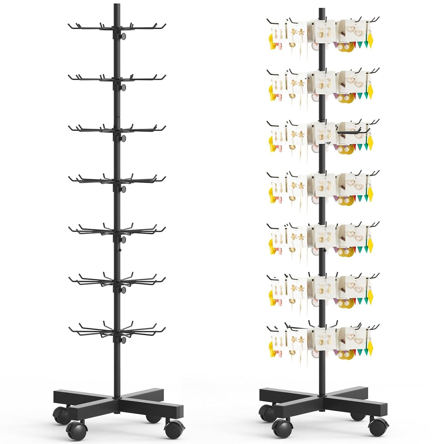 Retail Display Stand 7 Tier Rotating Rack for Store Display Shelves Jewelry Key