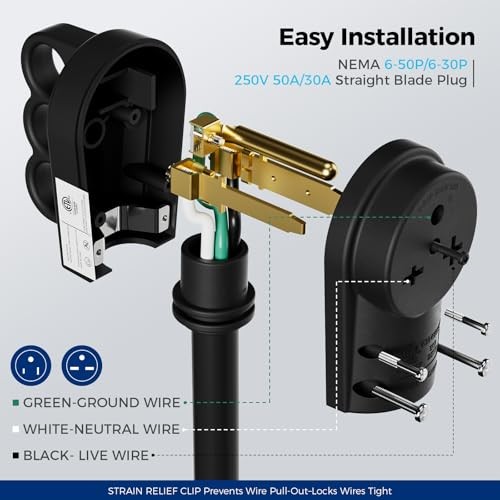EPLESFTON 2 Set ETL Listed NEMA 6-30P/6-50P Male Plug and NEMA 6-50R Female R…