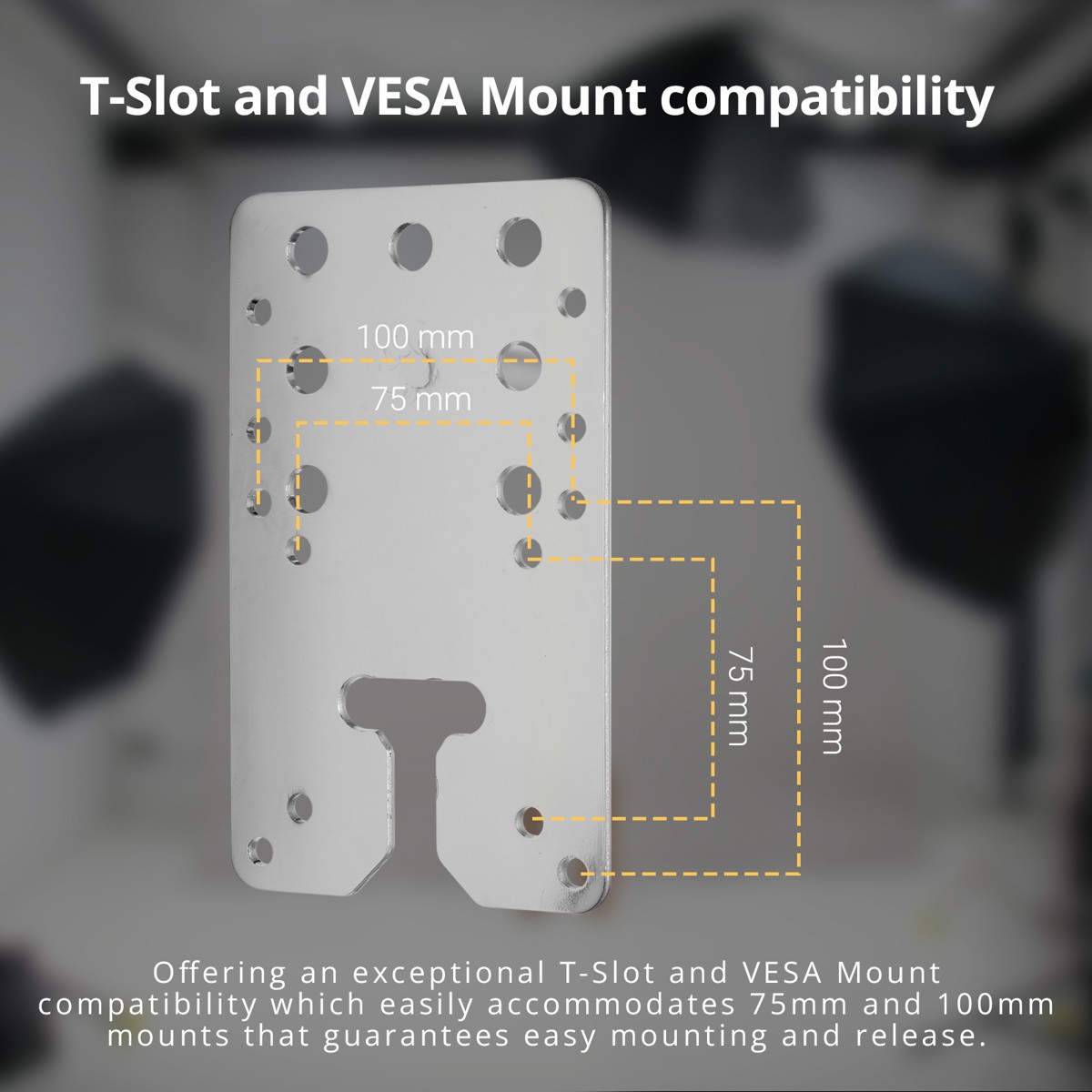 Flashpoint T-Slot Wall Plate with 3″ Baby Pin and VESA Mount #WP-BP-3T