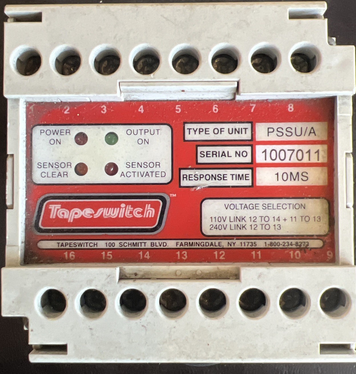 Tapeswitch PSSU/A Safety Interface Control Relay Module Auto-Reset 110/240VAC