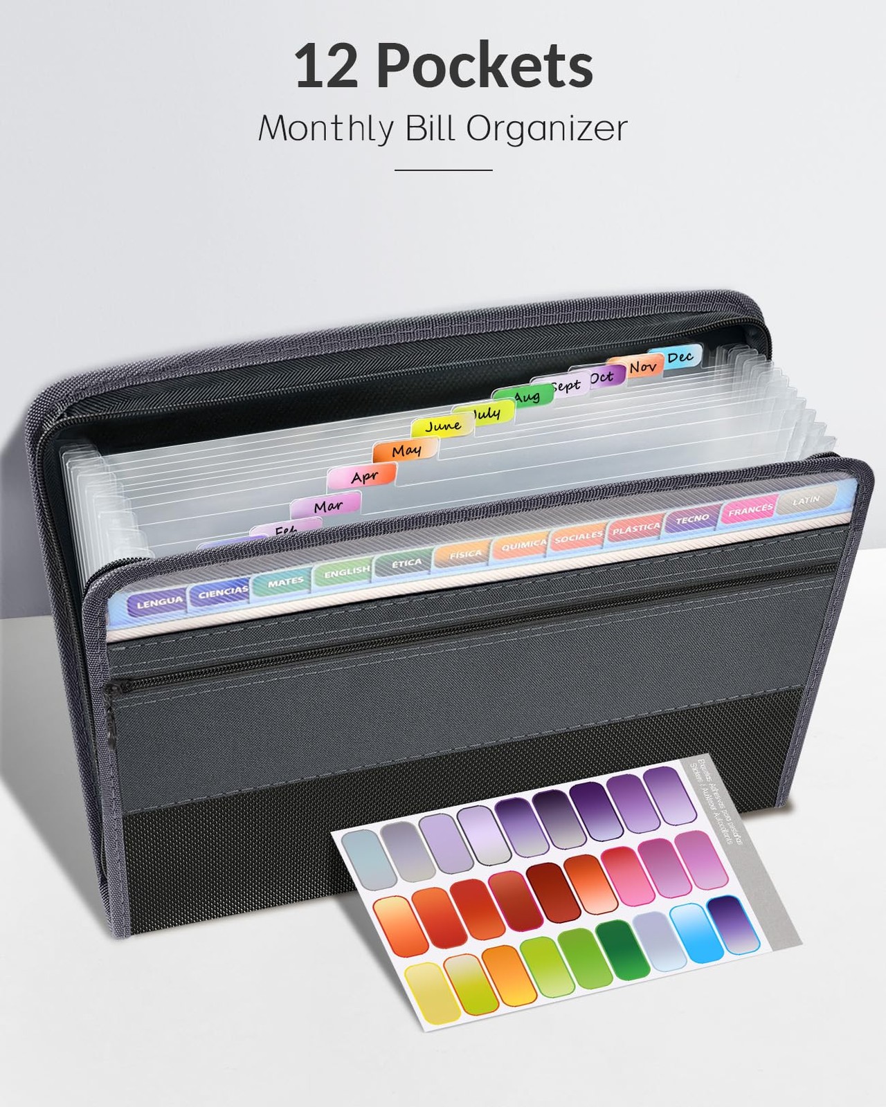 Accordion File Organizer with Zipper 12 Pocket Expanding Folder Document Holder