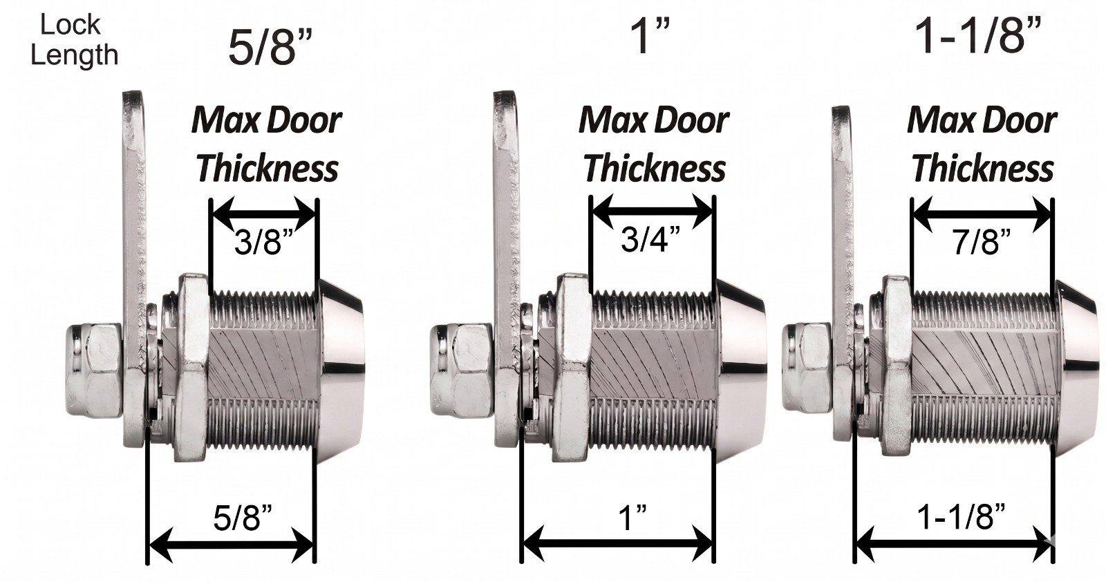 Admiral Locks Tubular Cam Locks – Keyed the Same – 5/8″, 1″ & 1-1/8″ lengths
