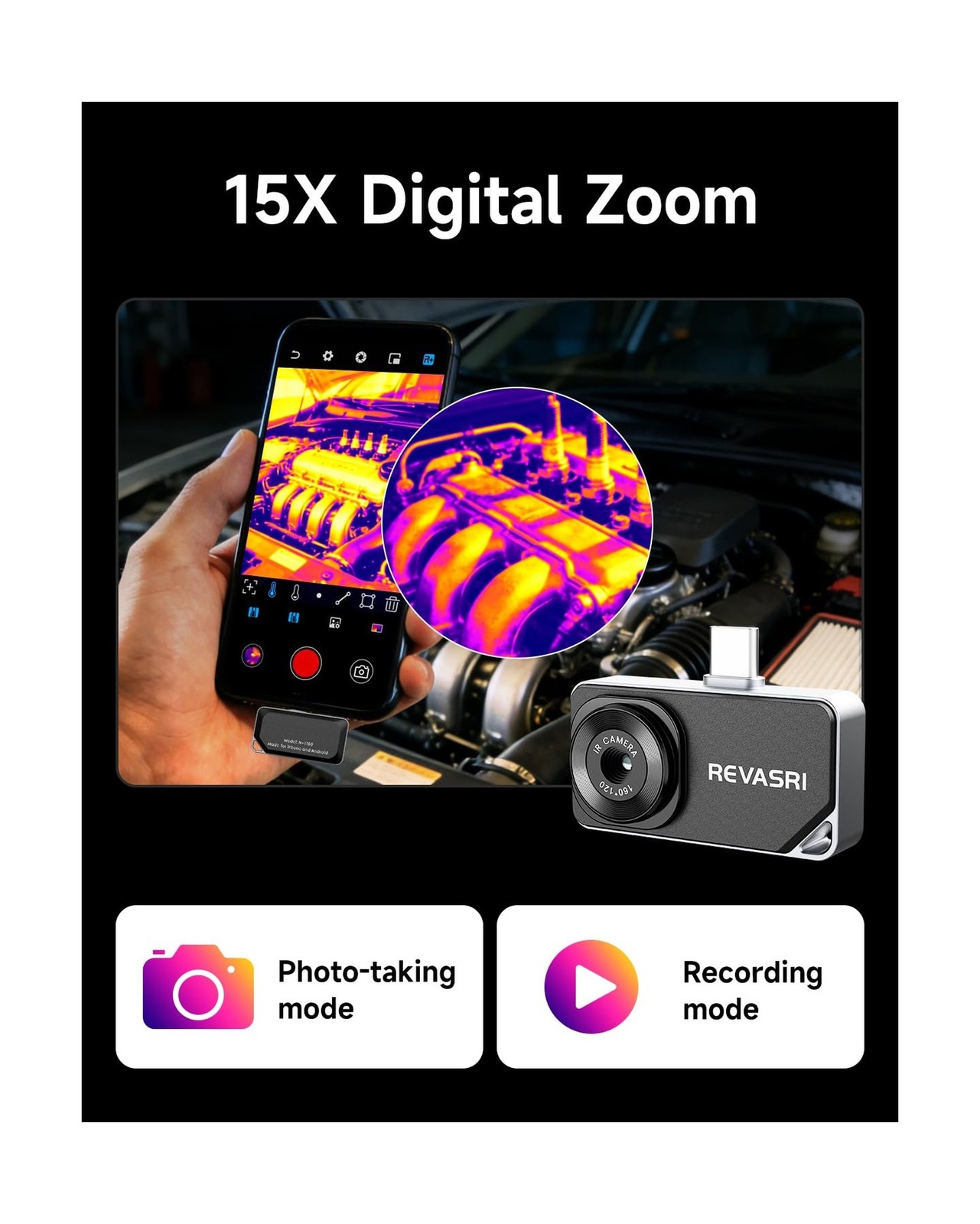 REVASRI Thermal Camera for Type-C iPhone & Android Device, 320×240 Super Reso…