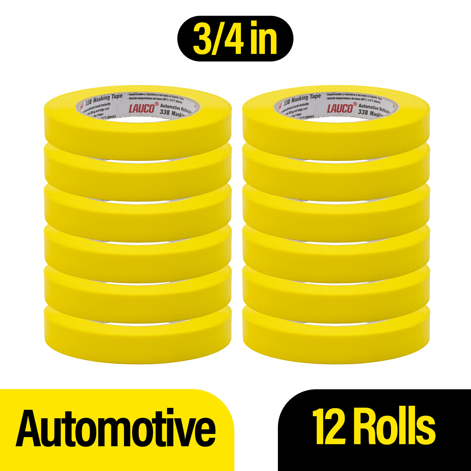 Automotive Masking Tape Yellow Painters Tape for Car Painting(0.75in-12rolls)