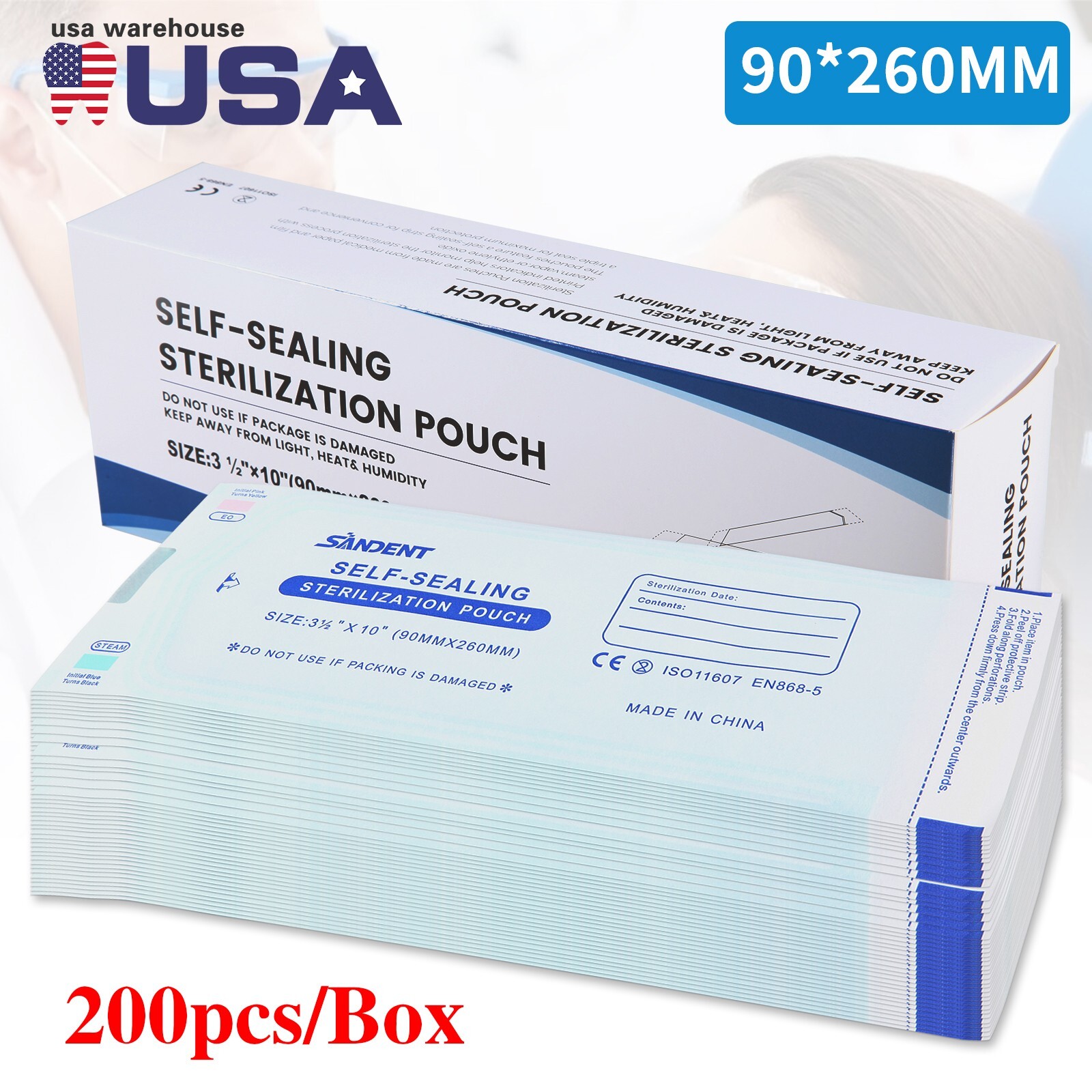 3.5″ X 10″ Self Sterilization Pouches Autoclave Pouch,Sterilizer Bags Dental 200