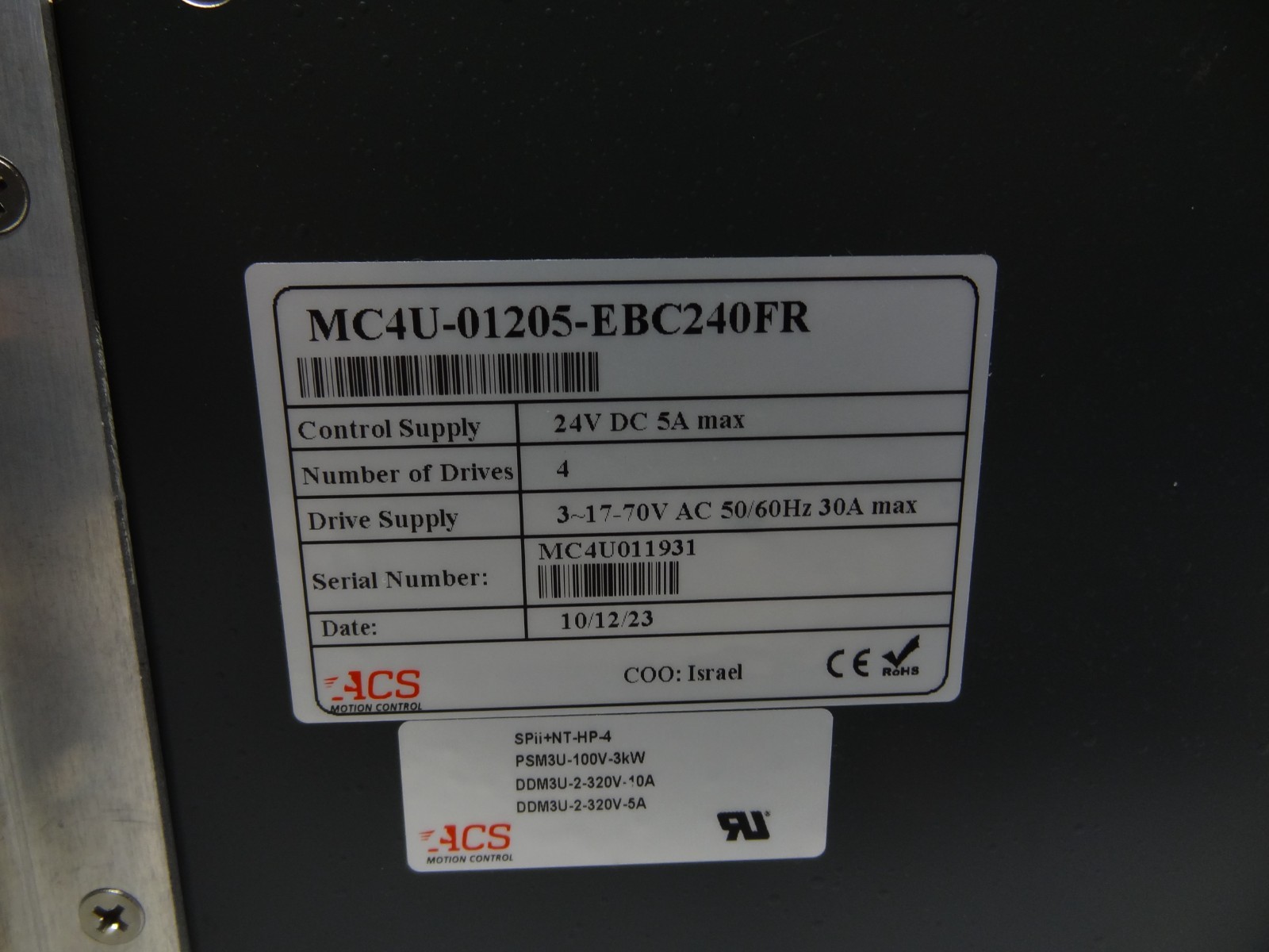 ACS MOTION CONTROL MC4U-01205-EBC240FR #L232