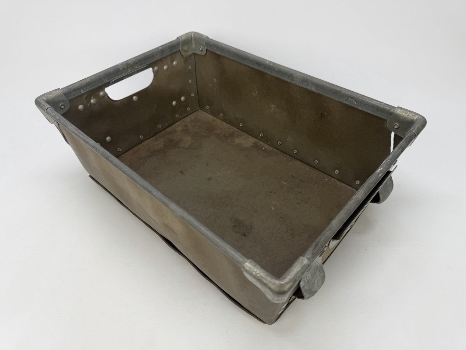 Vintage Industrial Fiberboard Parts/Storage Bin w/Metal Reinforced Corners